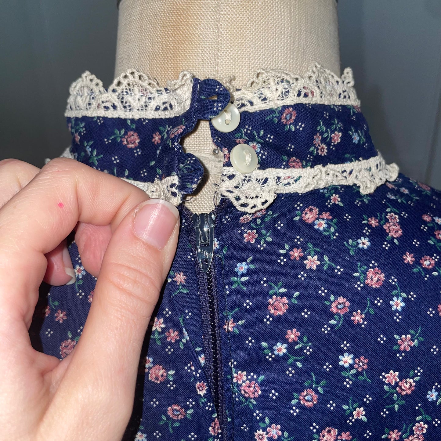 Gunne Sax by Jessica McClintock blue floral dress