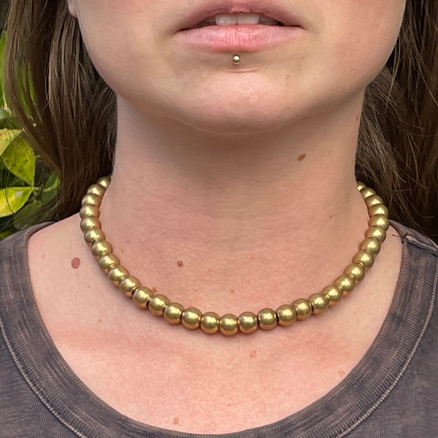 Necklace - Brass Pearls