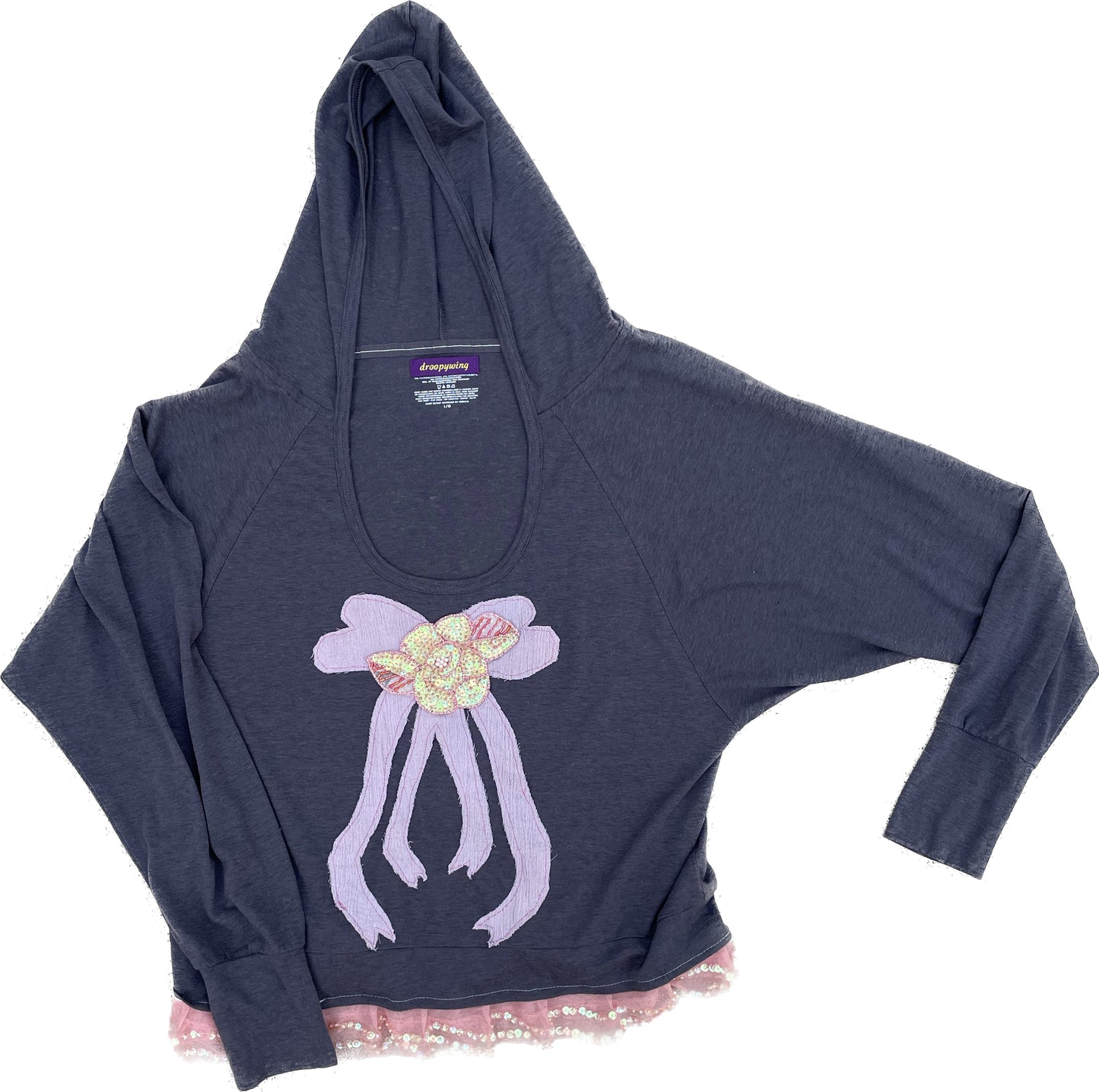 Hooded T-Shirt - Grey Bow