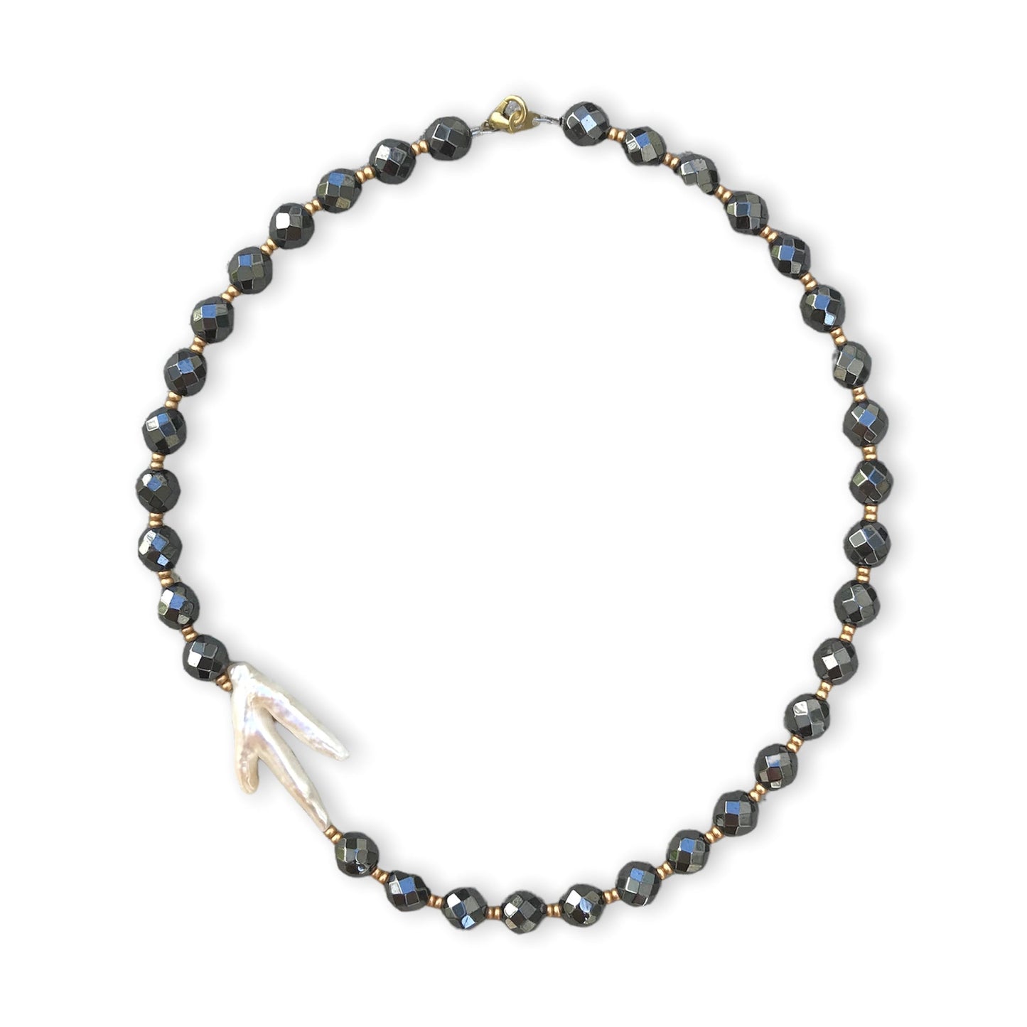 Necklace - Hematite + Freshwater Branch