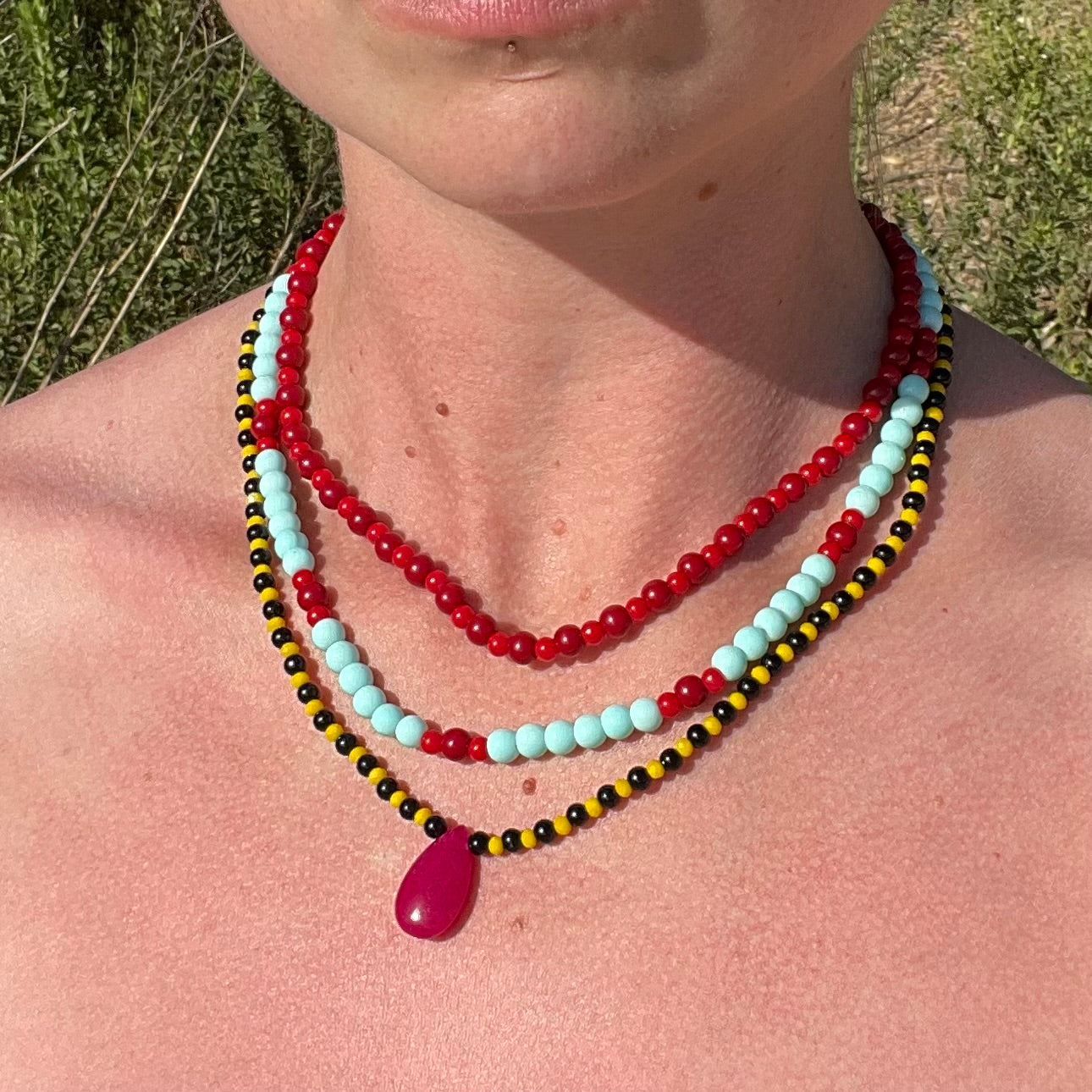 Necklace - Blue and Red