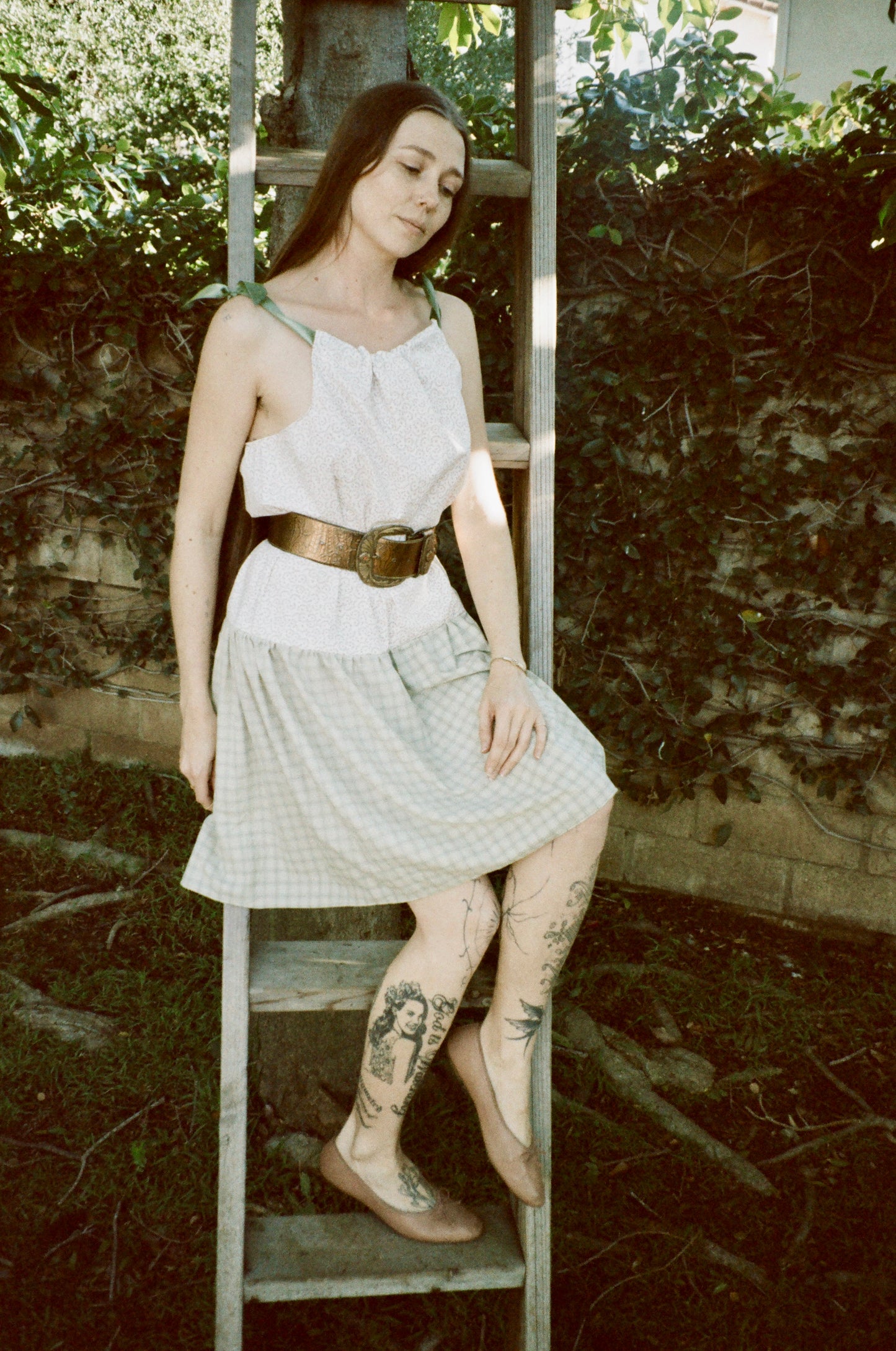 Pillowcase Dress - Green + Ditsy