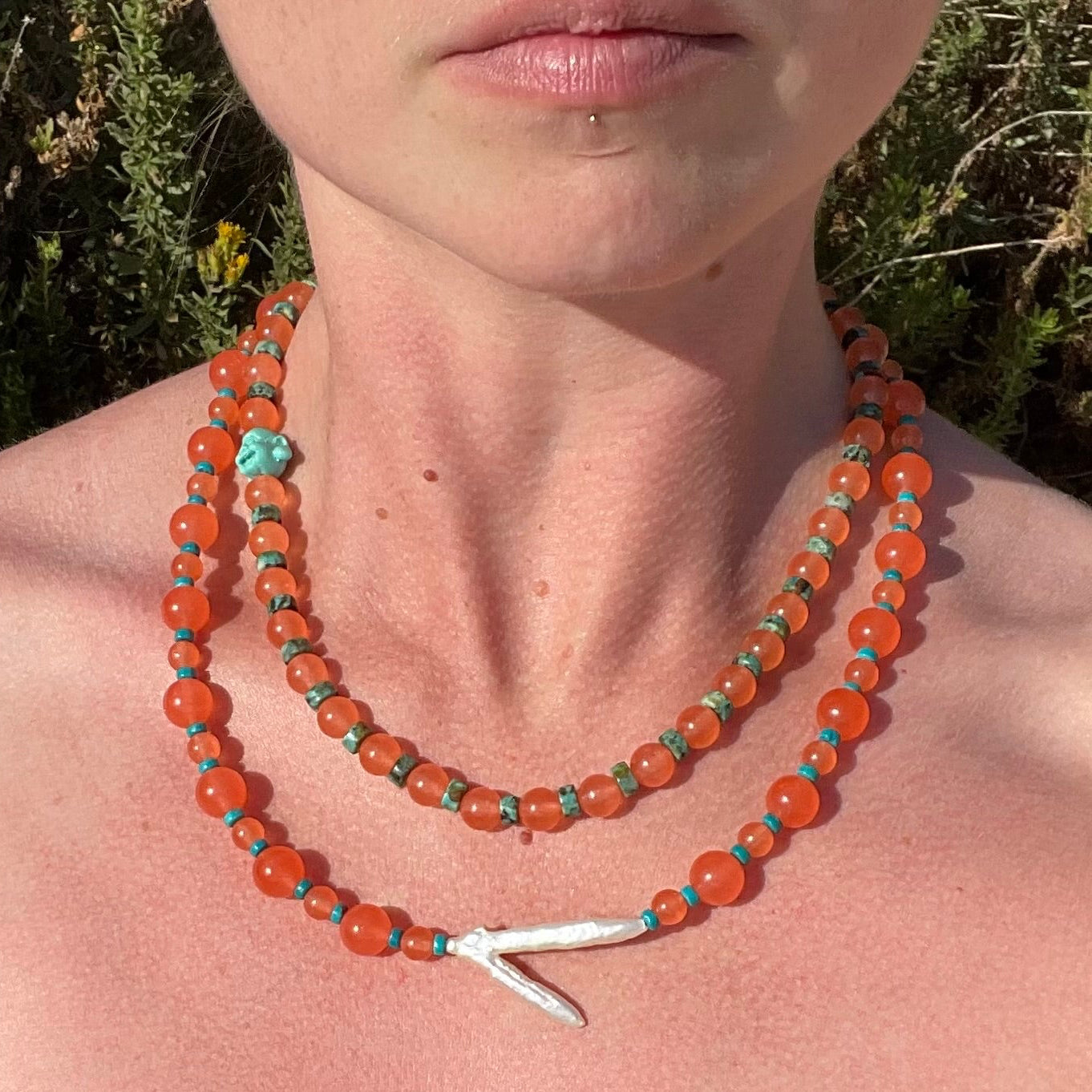 Necklace - Orange Branch Pearl