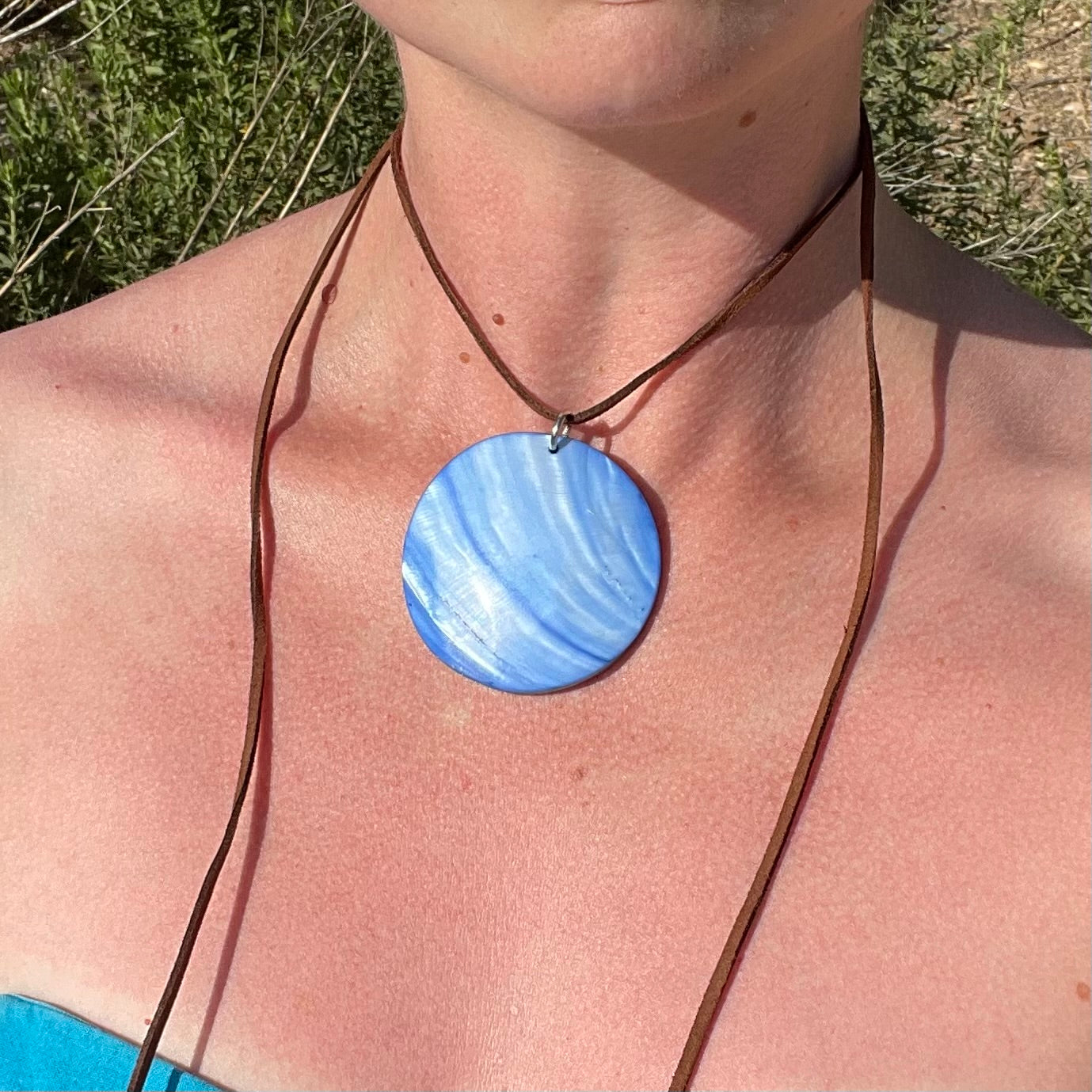 Wrap Necklace - Blue Shell