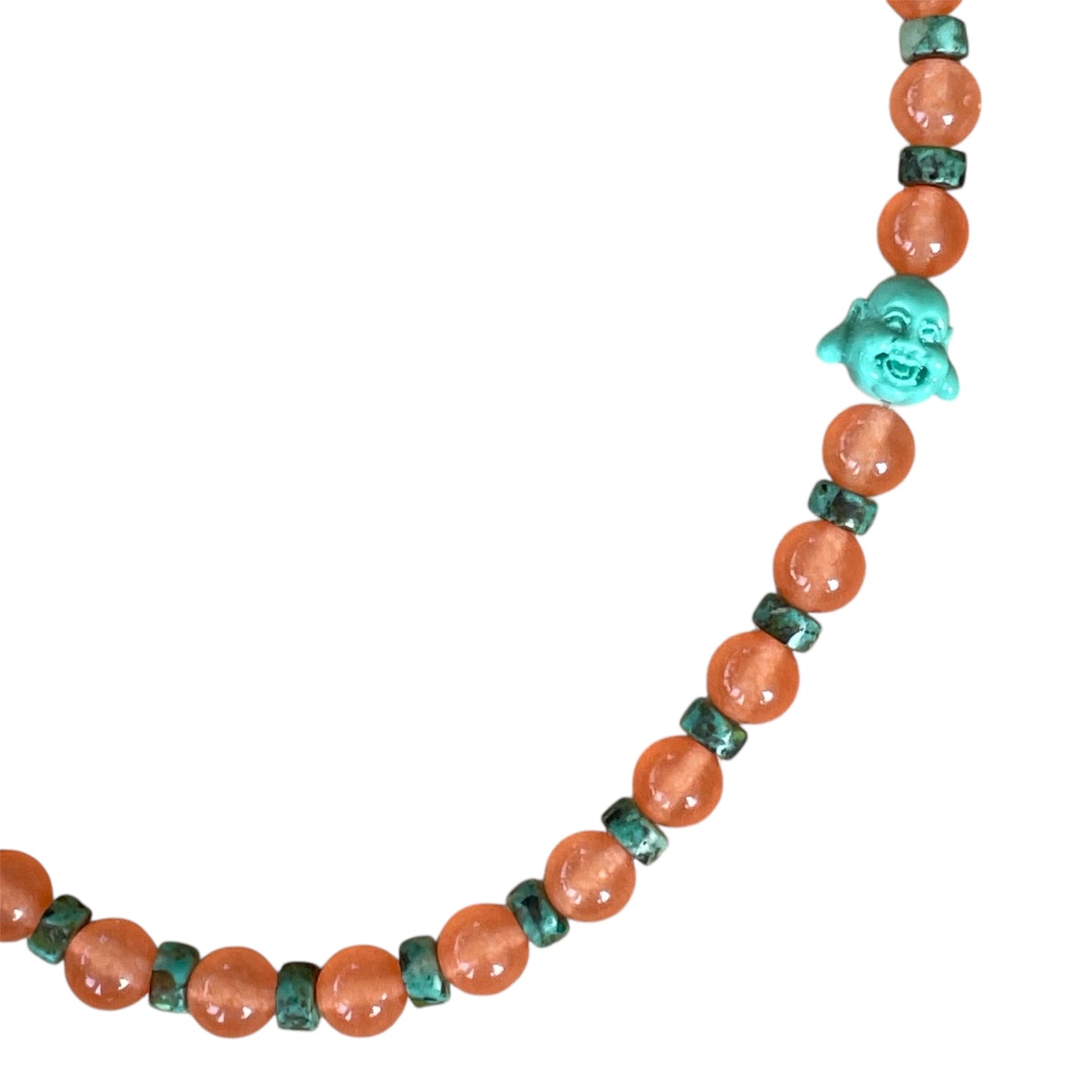 Necklace - Orange + Turquoise Buddha
