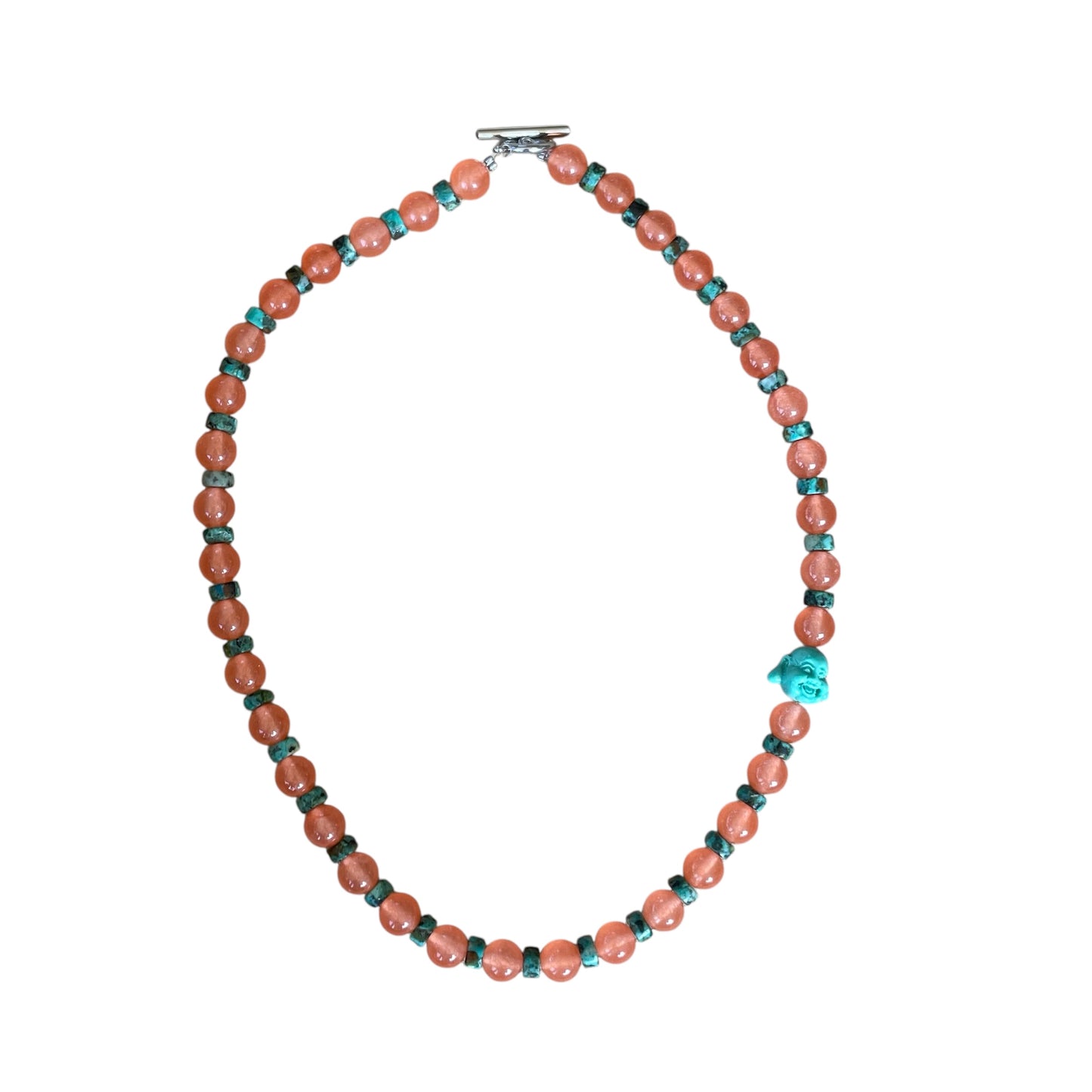 Necklace - Orange + Turquoise Buddha