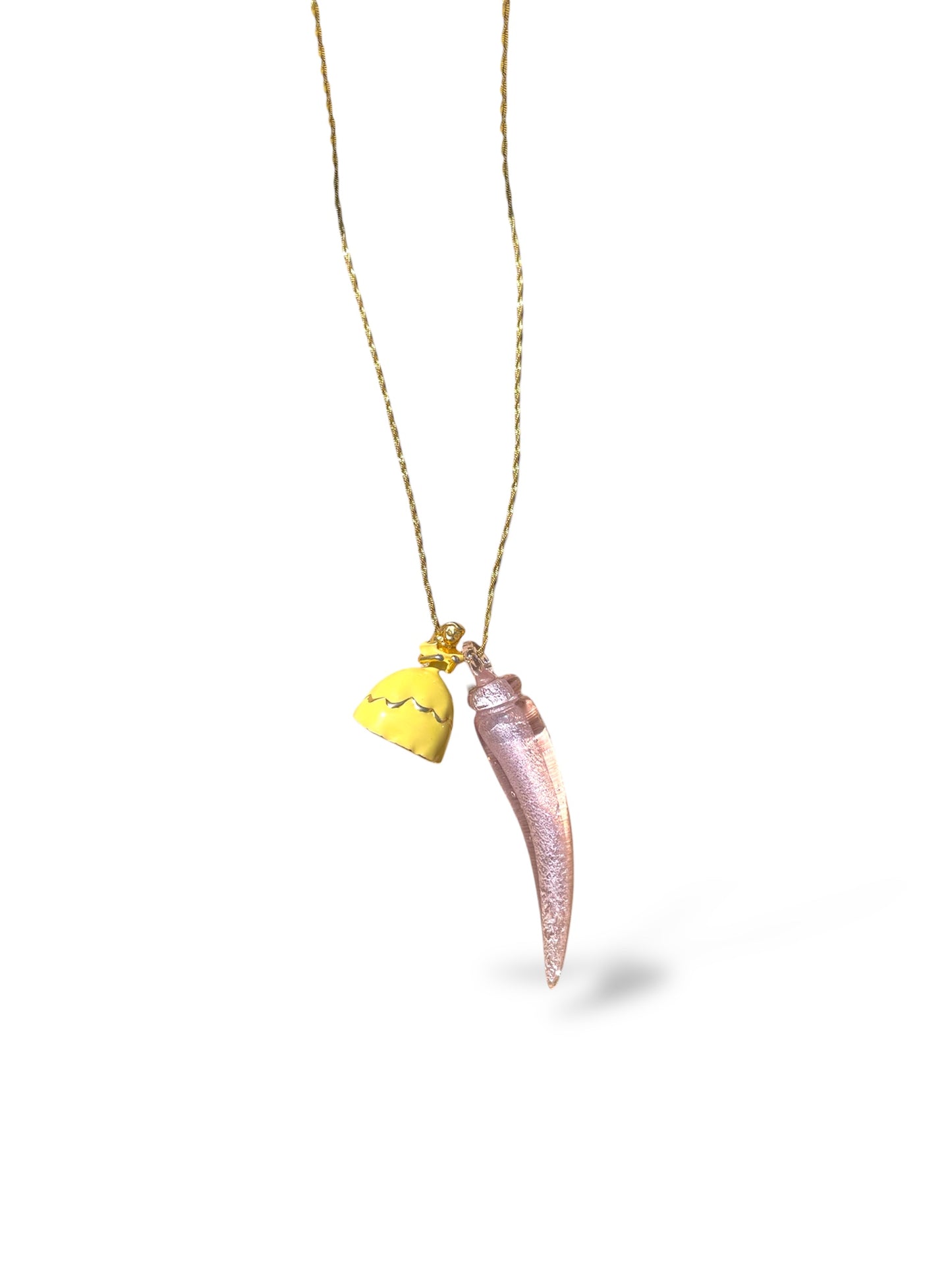 Handblown Murano Glass Pendant - Pink Tusk
