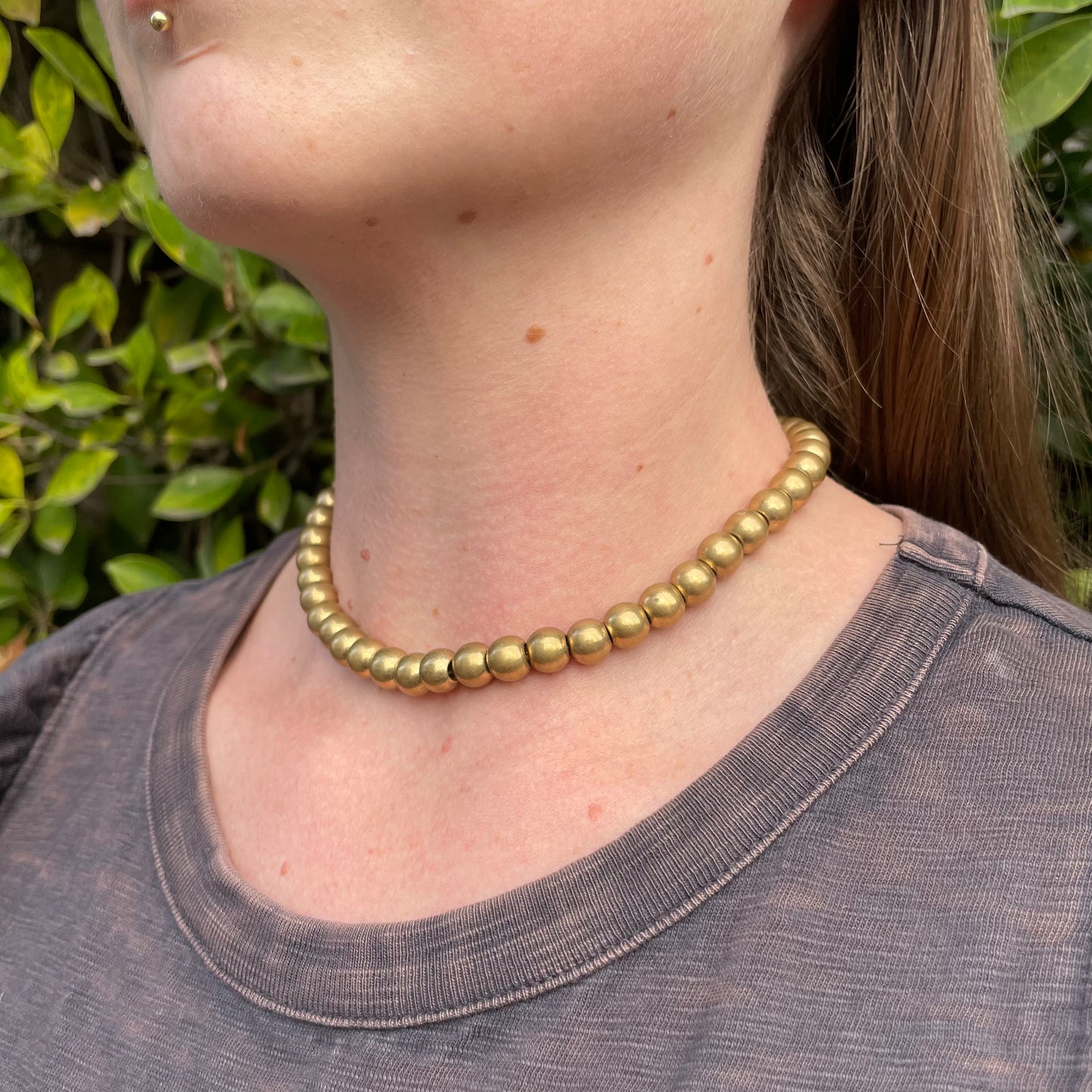 Necklace - Brass Pearls