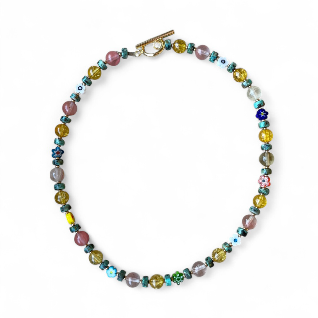 Necklace - Flowers + Turquoise