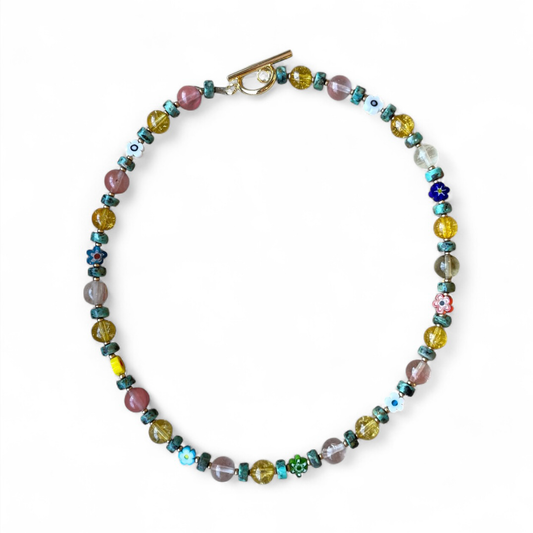 Necklace - Flowers + Turquoise