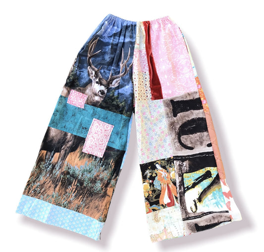 Patchwork Pants - Pink + Deer